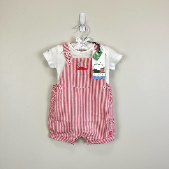 Joules Bottoms Joules Duncan Pink Crab Woven Dungaree Set 36 Months